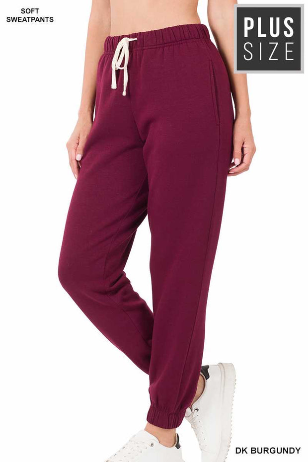 LEG-9 {Simply Cozy} Dk. Burgundy Fleece Lined Jogging Pants SALE!!! PLUS SIZE 1X 2X 3X