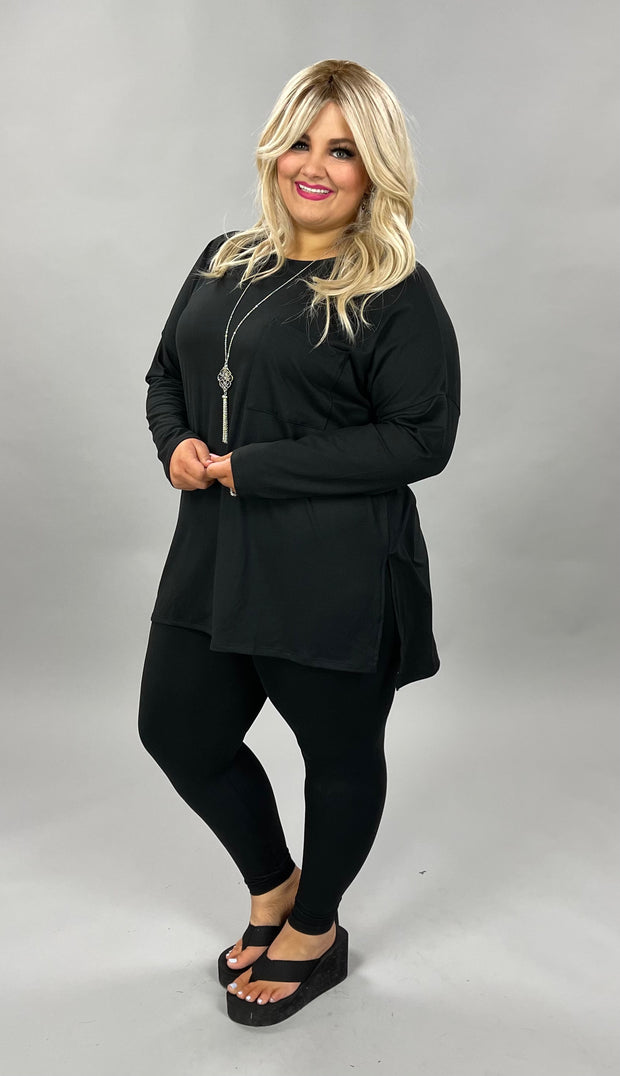 87 SET-A {Fits Like A Glove} Black Split Side Tee and Leggings SET!!