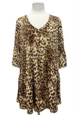 31 PQ-G {Free Yourself} Brown Leopard Print Babydoll Top EXTENDED PLUS SIZE 3X 4X 5X