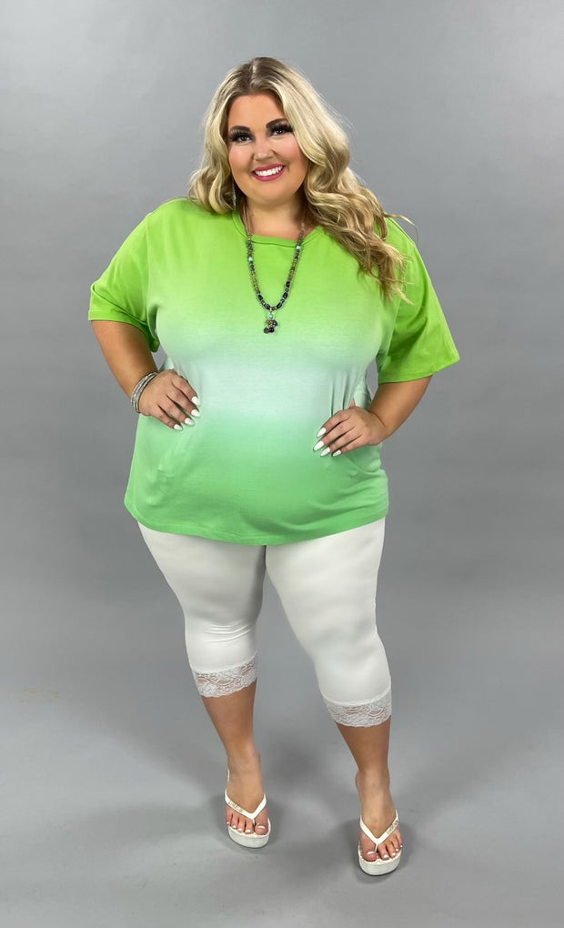 63 CP-I {Repeat After Me} GREEN Gradient Dye Top PLUS SIZE XL 2X 3X