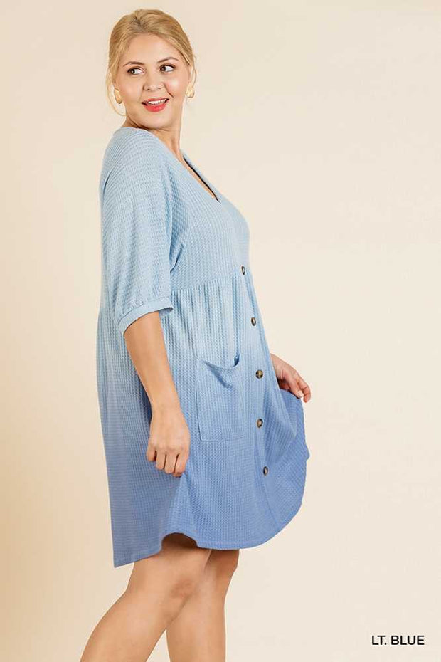 PSS-E {Atmosphere} "UMGEE" Blue Gradient Babydoll Dress PLUS SIZE XL 1X 2X