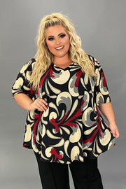 72 PSS {Style Statement} Black Paisley Print Top EXTENDED PLUS SIZE 3X 4X 5X