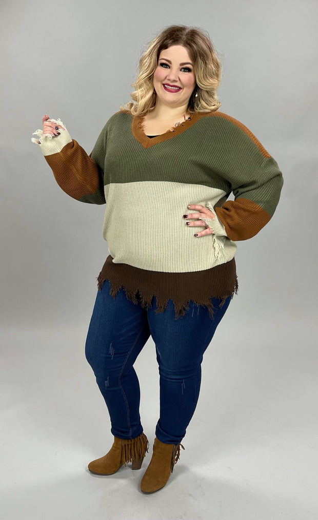 59 CP-B {Emotional Overload} Olive Combo Sweater SALE!!!  PLUS SIZE 1X 2X 3X