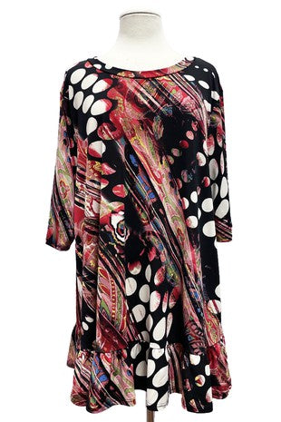 26 PSS {Effortless Journey} Black/Red Mixed Print Top EXTENDED PLUS SIZE 4X 5X 6X