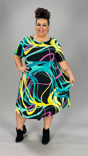 97 PSS-N {Bring Me More} Black/Multi-Color Print Dress PLUS SIZE 1X 2X 3X