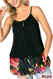 24 SV-V {Private Oasis} Black Floral Ruffle Top PLUS SIZE 1X 2X 3X