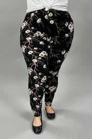 LEG-28 {Blooming Apple} White Floral Printed Leggings EXTENDED PLUS SIZE 3X/5X