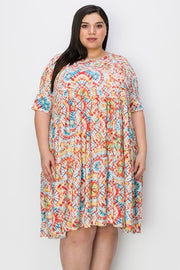 43 PSS-H {Only For Me}  SALE!! Red Tie Dye Tiered Dress EXTENDED PLUS SIZE 3X 4X 5X