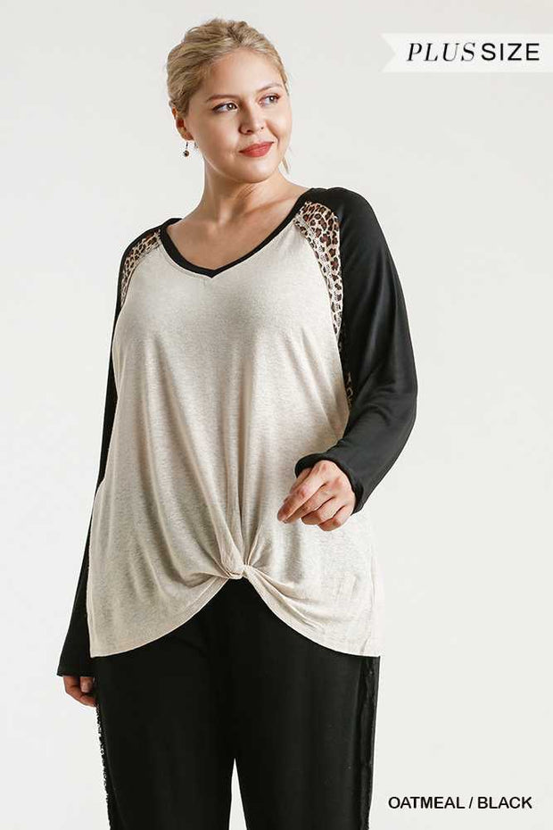 39 CP-G {Never Gets Old} Cream Black Leopard UMGEE Top PLUS SIZE XL 1X 2X