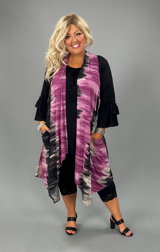 77 OT-Z {Confident Attitude} Magenta Tie Dye Vest PLUS SIZE 1X 2X 3X