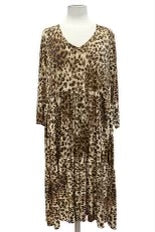 86 PQ-L {Posh Presence} Leopard Print Tiered Dress EXTENDED PLUS SIZE 3X 4X 5X