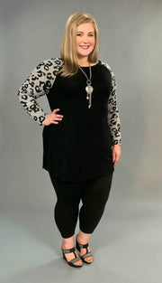 CP-M {Live-Love-Leopard} Black Tunic Leopard Sleeves