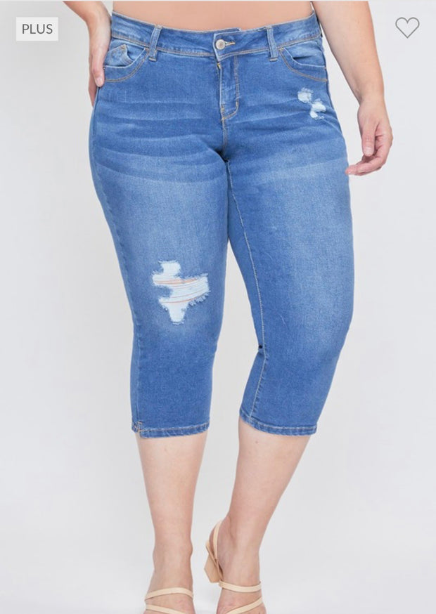 Women's Cotton Capri Jeans / Long Shorts – Blue – Sizes UK 6-14 – Medi Mode