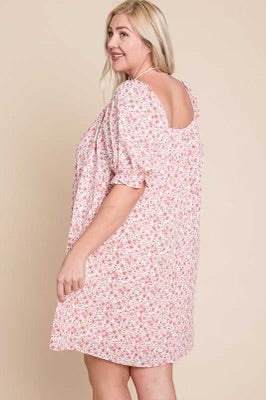 91 PSS-K {Feeling So Sweet} Pink Floral Lined Dress PLUS SIZE 1X 2X 3X