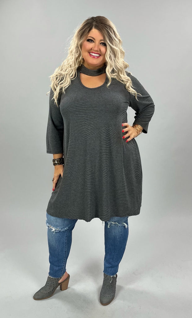 94 SQ-A {Love on a Loop} Charcoal Gray Keyhole Dress PLUS SIZE 1X 2X 3X