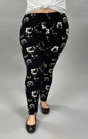 LEG-35 {The Thing Is} Black Floral Leggings EXTENDED PLUS SIZE 3X/5X