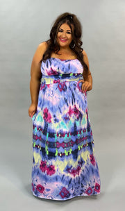 LD-V {Watercolor Wonder} SALE! Strapless Multi-Color Long Dress PLUS SIZE 1X 2X 3X  SALE!!!!