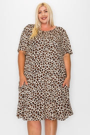 79 PSS-D {Need A Distraction} Beige Animal Print Dress EXTENDED PLUS SIZE 3X 4X 5X
