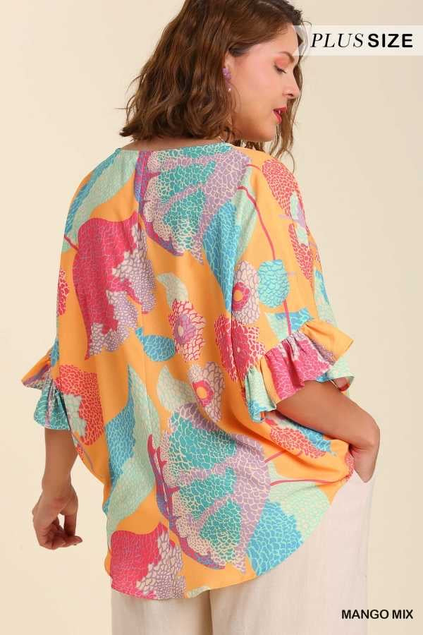 41 PSS-A {A Million Reasons}  Umgee Multi-Color Wrap Front Top PLUS SIZE XL 1X 2X