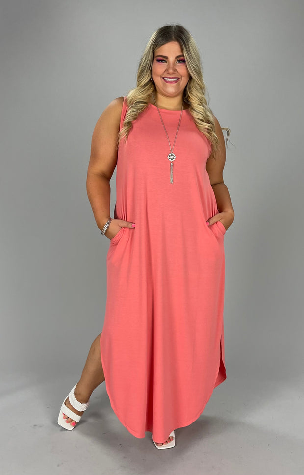 Plus size coral maxi dress Clearance