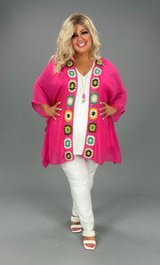 40 OT-A {Maybe Some Day} Umgee Hot Pink Kimono PLUS SIZE XL/1X  1X/2X