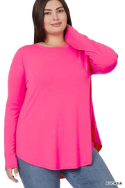 73 SLS-Y {Here I Stand} Fuchsia Round Neck Top PLUS SIZE 1X 2X 3X