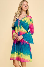 54 PQ {Flirty Frills} Pink Yellow Blue Stripe Sheer Dress PLUS SIZE XL 2X 3X