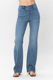 BT-Z {Judy Blue} Pull On Med Blue High Waist Slim Bootcut Jeans PLUS SIZE 14 16 18 20
