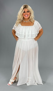 LD-T {Hold The Applause} Ivory SALE!  Mesh Off Shoulder Dress PLUS SIZE 1X 2X 3X