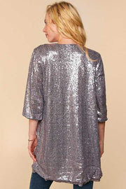 58 OT-Z {Not Shy} Dark Mauve Sequin  Cardigan PLUS SIZE 1X 2X 3X