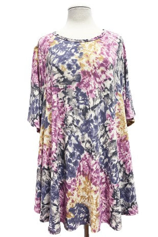 36 PSS {Please And Thank You} Purple/Grey Tie Dye Tunic EXTENDED PLUS SIZE 4X 5X 6X