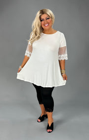 96 SD {Wait For It} OFF WHITE Top w/Sleeve Detail PLUS SIZE 1X 2X 3X