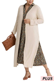 LD-L {Ode To Love} Creme Ribbed Long Cardigan SALE!!! PLUS SIZE XL 1X 2X