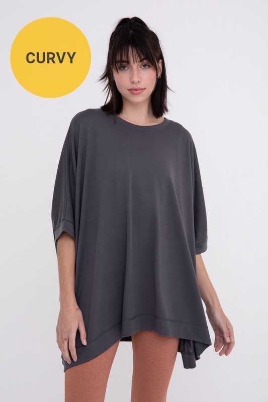 21 SSS-V {Free Forever} Charcoal Oversized Top PLUS SIZE 1X/2X  2X/3X