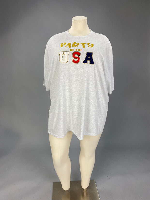 59 GT {Party In The USA} Ash Grey Graphic Tee EXTENDED PLUS SIZE 5X