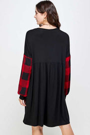 37 CP-E {Know Your Worth}  Black Red Plaid Babydoll Tunic PLUS SIZE XL 2X 3X