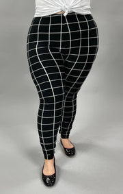 LEG-R {On Another Page} Black Checkered Leggings EXTENDED PLUS SIZE 3X/5X