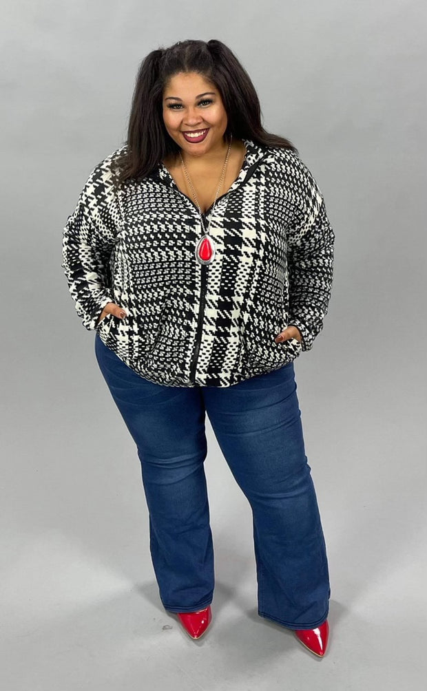 26 OT-C {Smooth Moves}  Black White Printed Jacket SALE!! PLUS SIZE XL 2X 3X