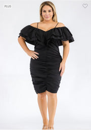 LD-R {Living For It} Black Lined Bodycon Dress PLUS SIZE 1X 2X 3X