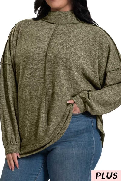 54 SLS-A {My Favorite Sweater} SALE!!! Dark Olive Fleece Sweater PLUS SIZE 1X 2X 3X