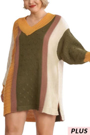 59  CP-A [Worth The Fall]  Olive/Mustard Sweater PLUS SIZE XL1X 2X