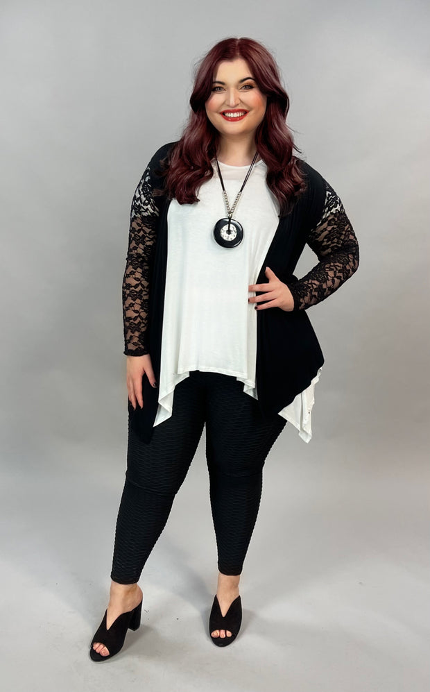 OT-C {The Blind Side} Black Asymmetrical  with Lace Sleeves & Back