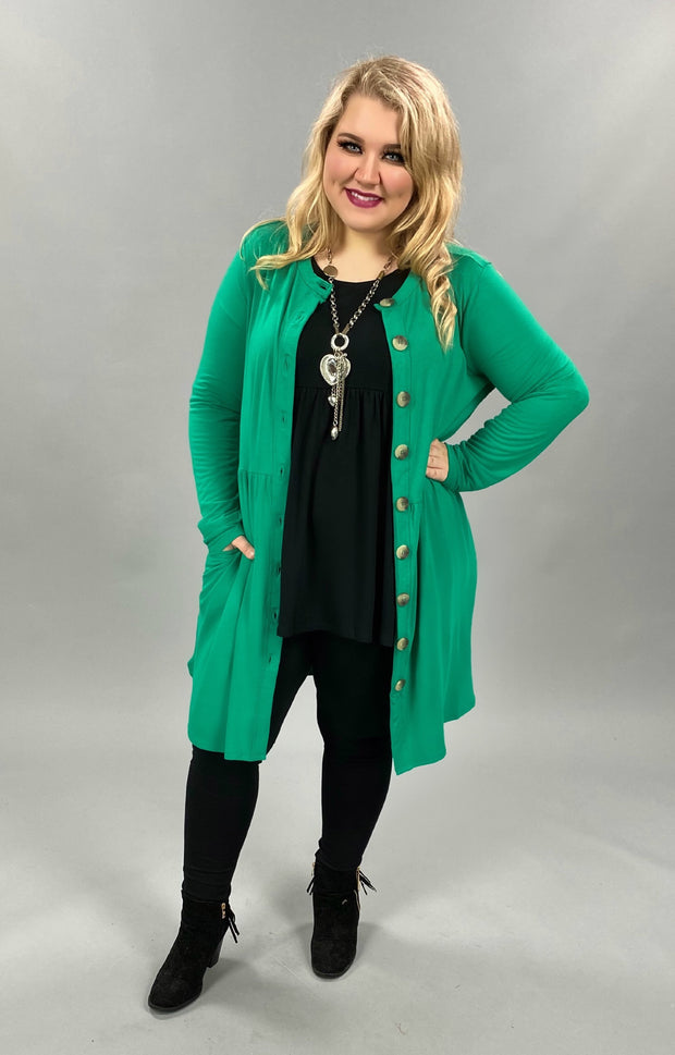 22 SLS-O {This Is Why} Green Button Detail Tunic PLUS SIZE XL 2X 3X