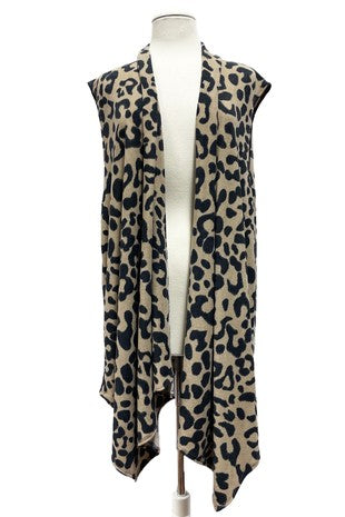 31 OT {The Body Speaks} Mocha Leopard Print Vest EXTENDED PLUS SIZE 3X 4X 5X