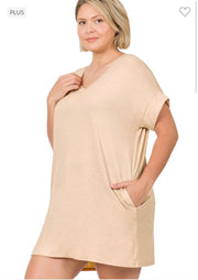 45 SSS-E {Simple Ease} Heather Beige V-Neck Top PLUS SIZE 1X 2X 3X