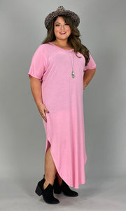 LD-Z {Bubblegum} SALE! Pink V-Neck Soft Knit Maxi Dress PLUS SIZE 1X 2X 3X SALE!!!!