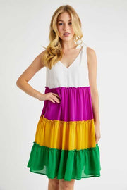 58 SV-C {Fashion Unite} Multi-Color Tiered Lined Dress PLUS SIZE XL 2X 3X