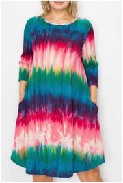90 PQ-S {Day For Love} Magenta/Multi-Color Print Dress PLUS SIZE 1X 2X 3X SALE!!!