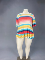 60 PSS {Calling All Colors} Multi-Color Striped Top PLUS SIZE 1X 2X 3X