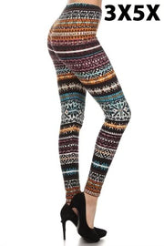 LEG-26 {Holiday Spirit} Multi-Color Snowflake Print Leggings EXTENDED PLUS 3X/5X